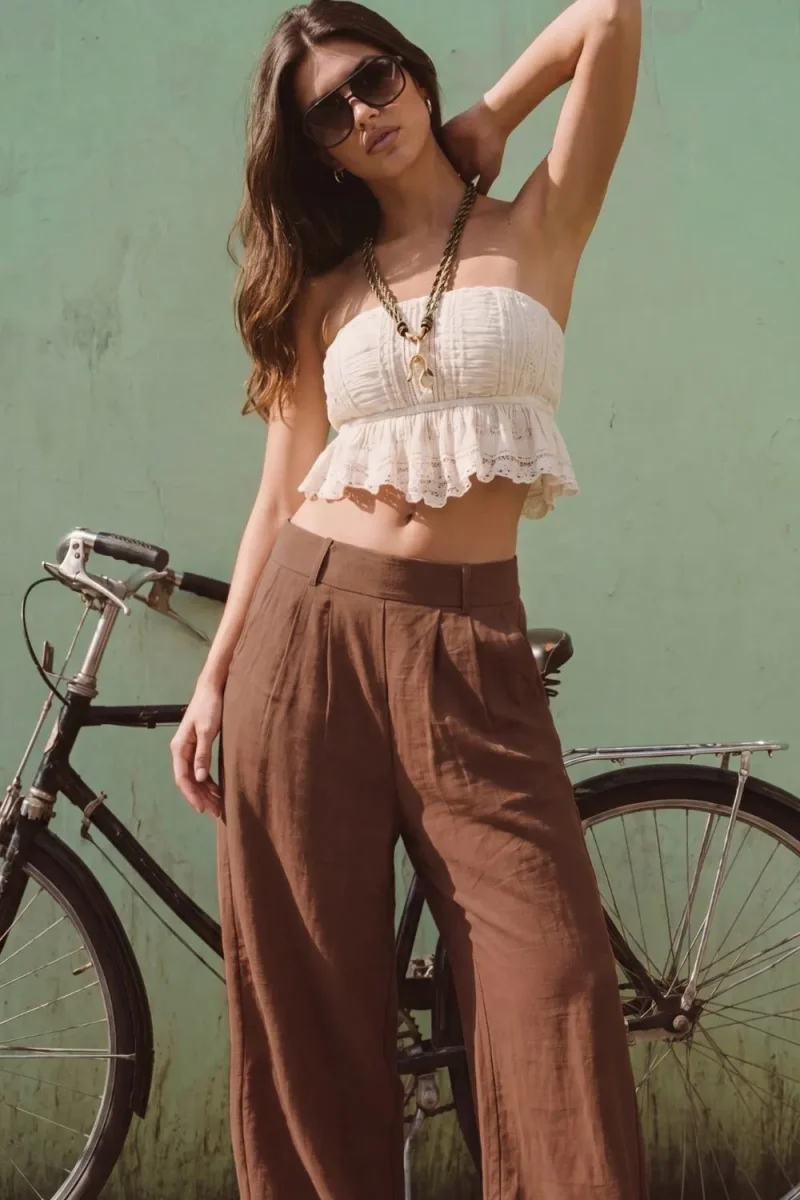 Pantalón fluido wide leg con pinzas - Imagen 5
