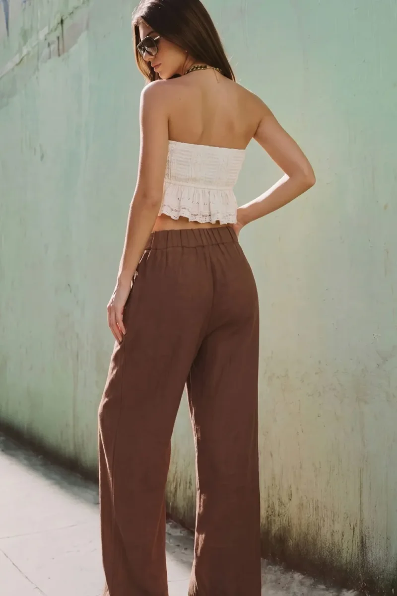 Pantalón fluido wide leg con pinzas - Imagen 6
