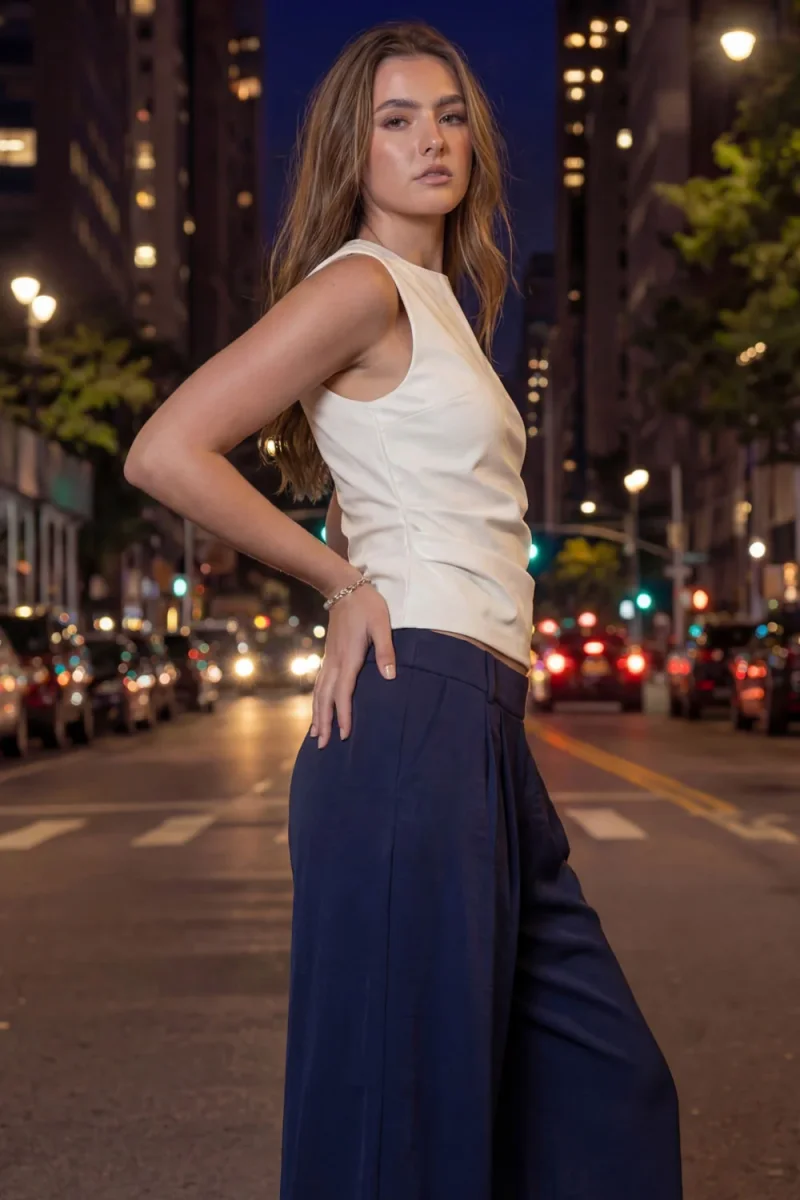 Pantalón fluido wide leg con pinzas - Imagen 6