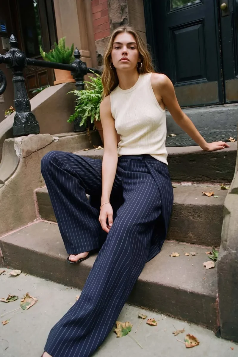 Pantalón pierna ancha pinzas - Imagen 3