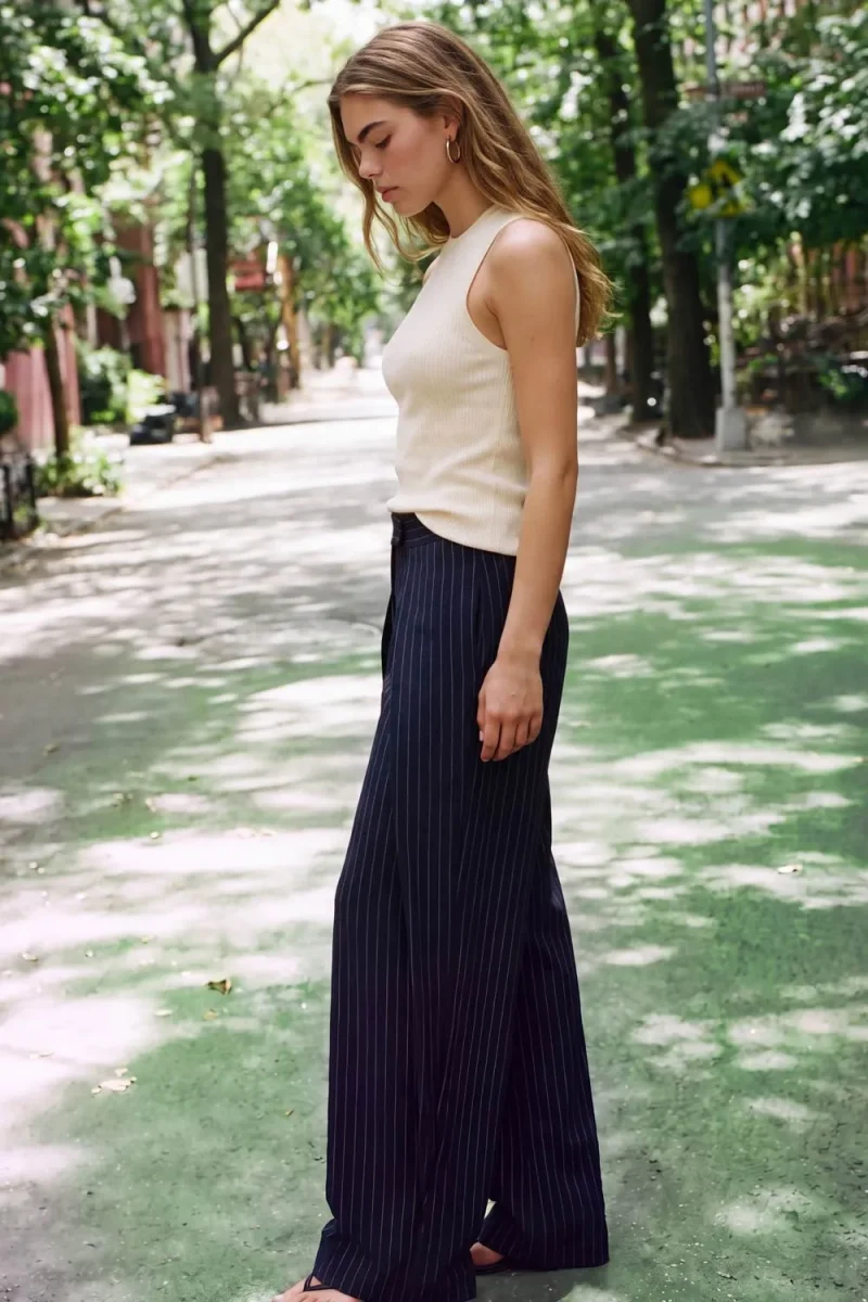 Pantalón pierna ancha pinzas - Imagen 4