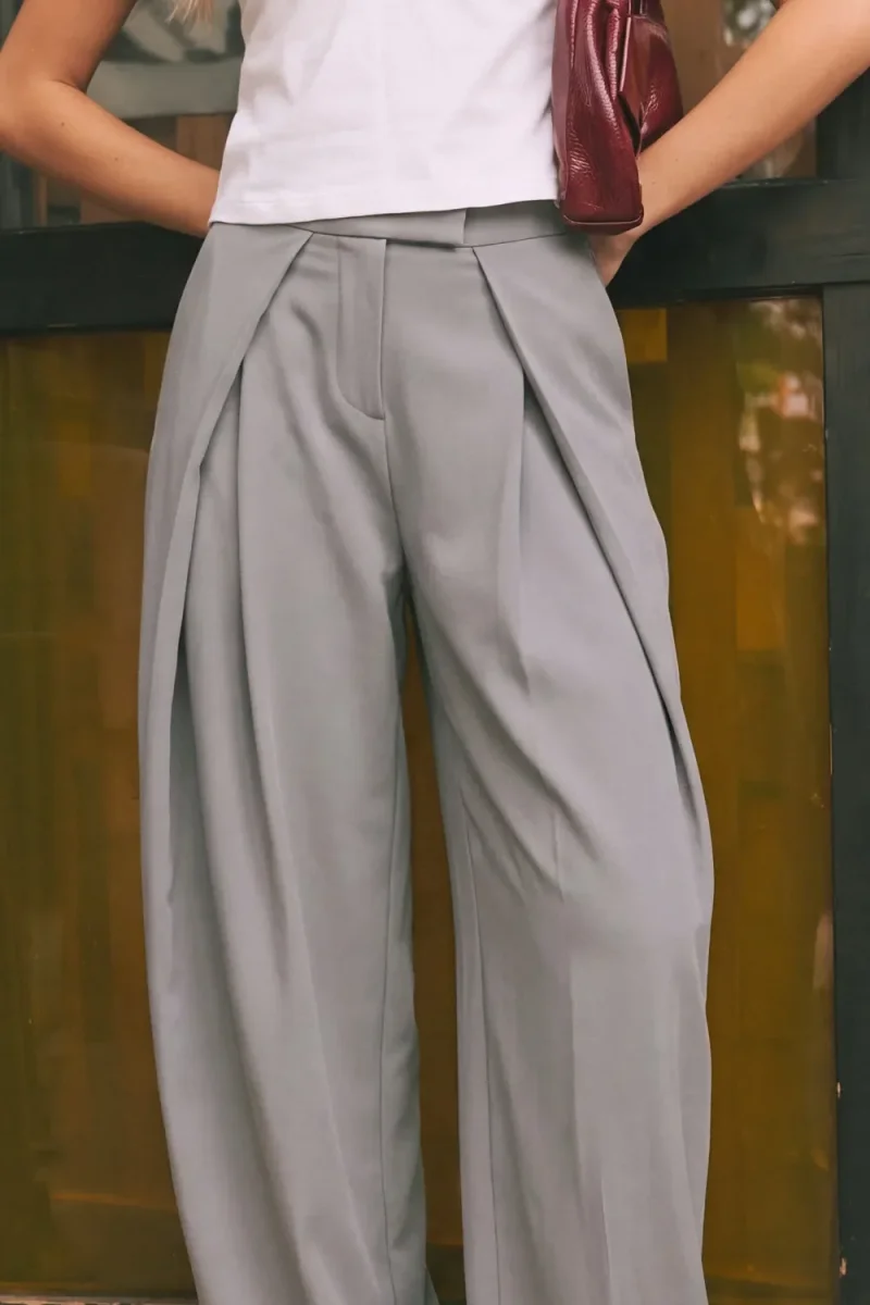 Pantalón pierna ancha pliegues - Imagen 4