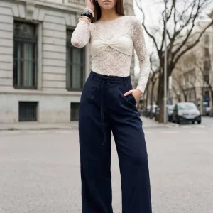 Pantalón pinza doble cinturón