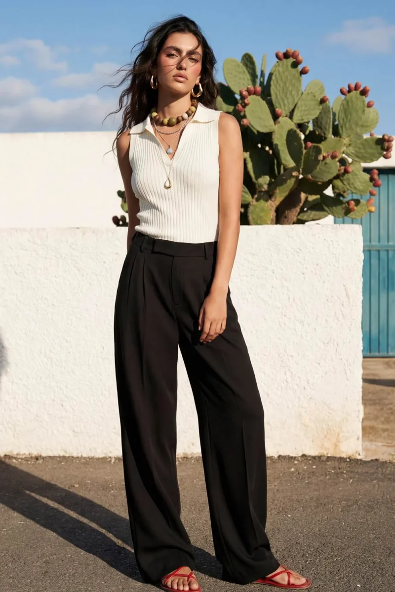 Pantalón vestir wide leg