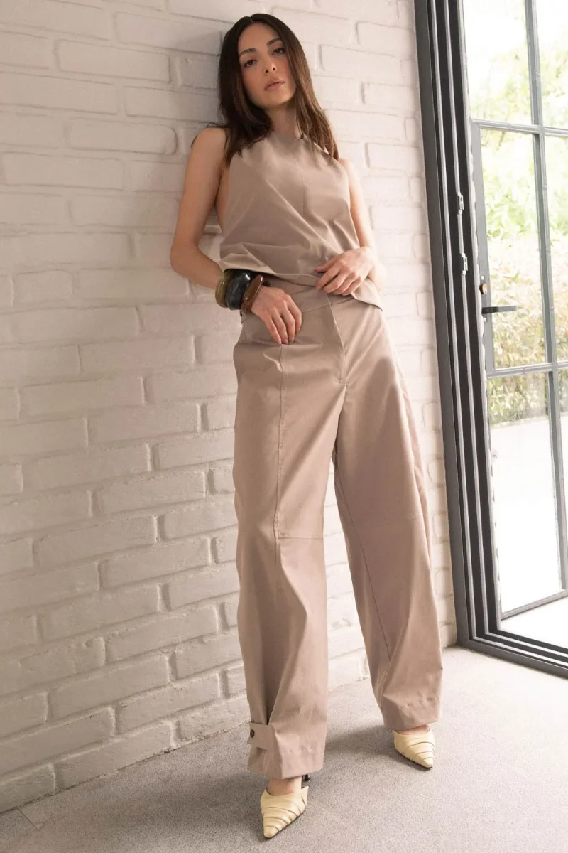 Pantalón wide leg con costuras trabillas decorativas - Imagen 2