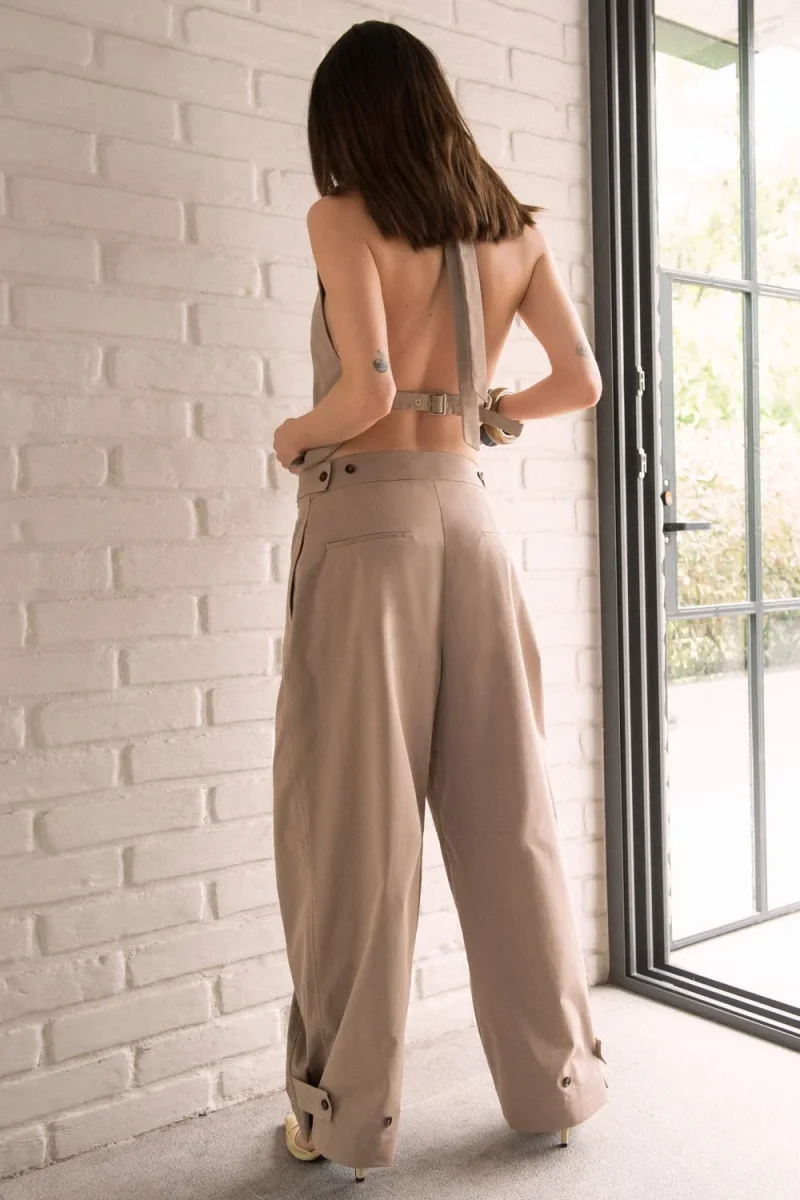 Pantalón wide leg con costuras trabillas decorativas - Imagen 3