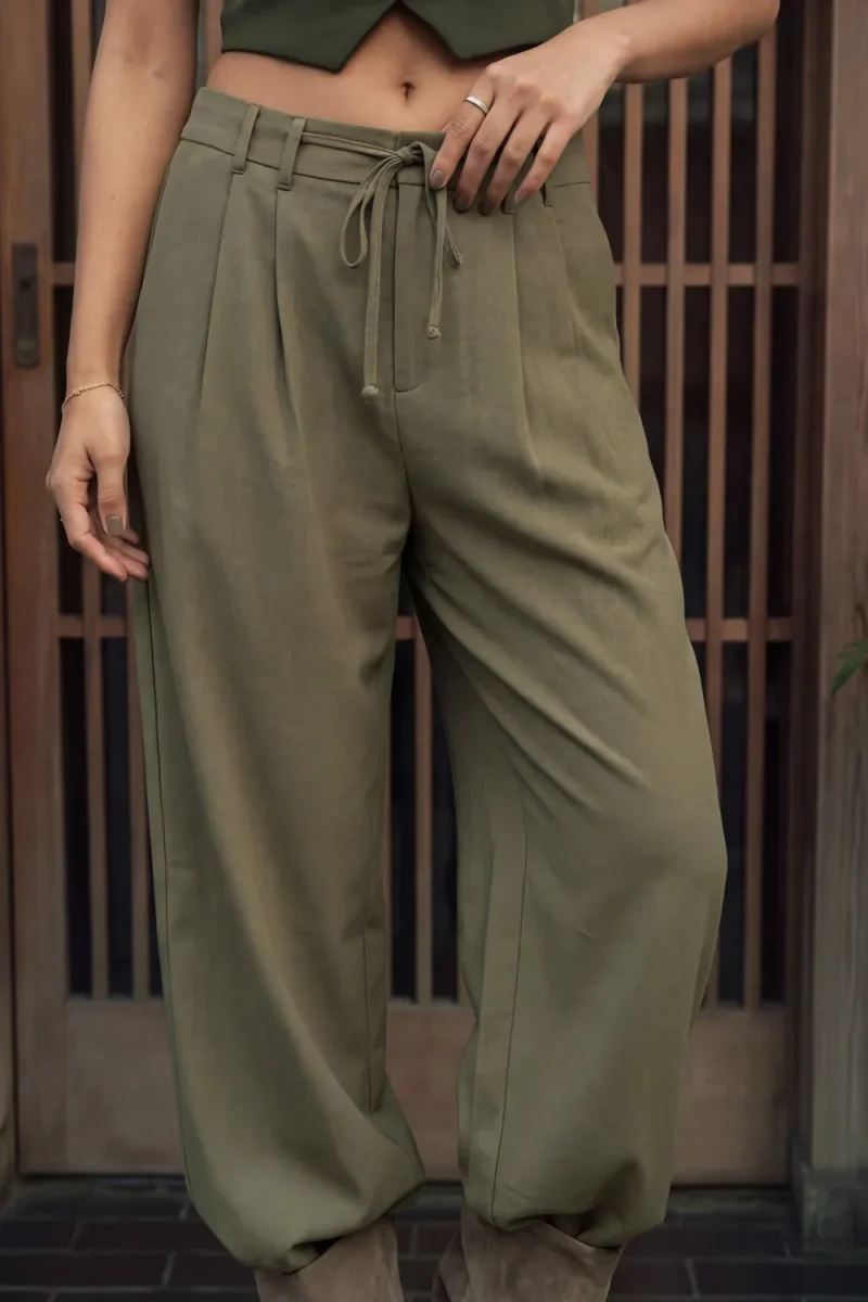 Pantalón wide leg con lazo cintura - Imagen 6