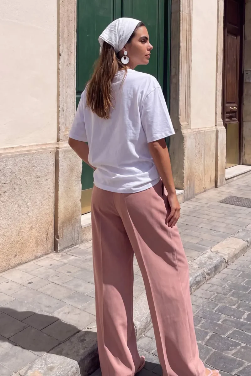 Pantalón wide leg con pinzas frontales tiro alto - Imagen 4
