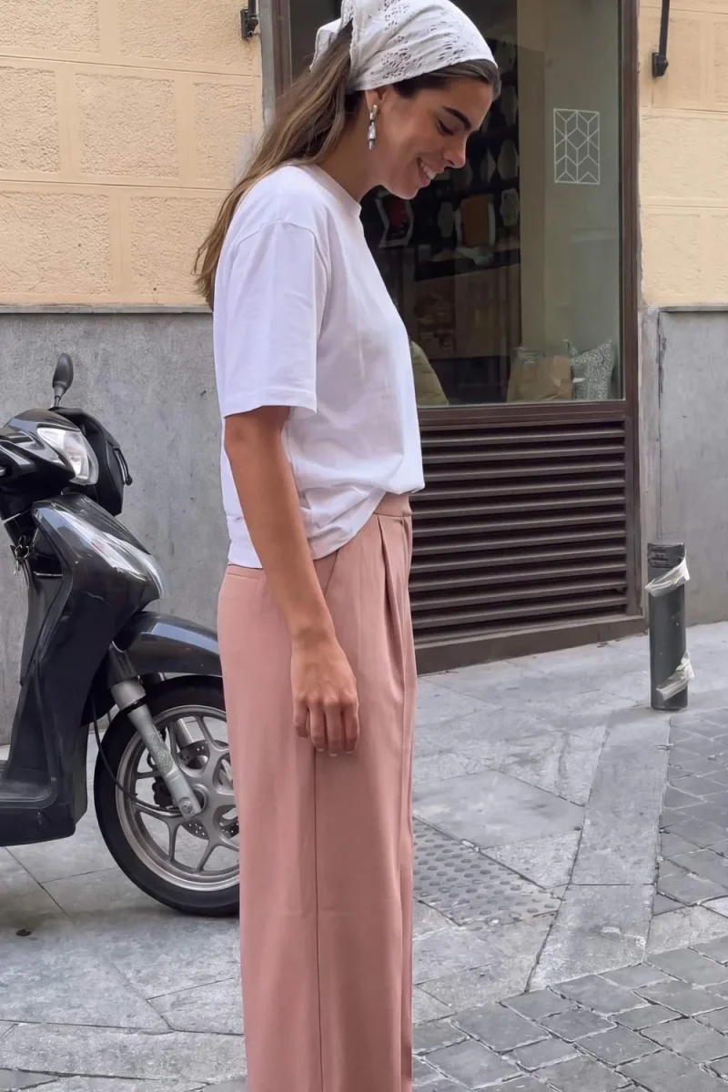Pantalón wide leg con pinzas frontales tiro alto - Imagen 6