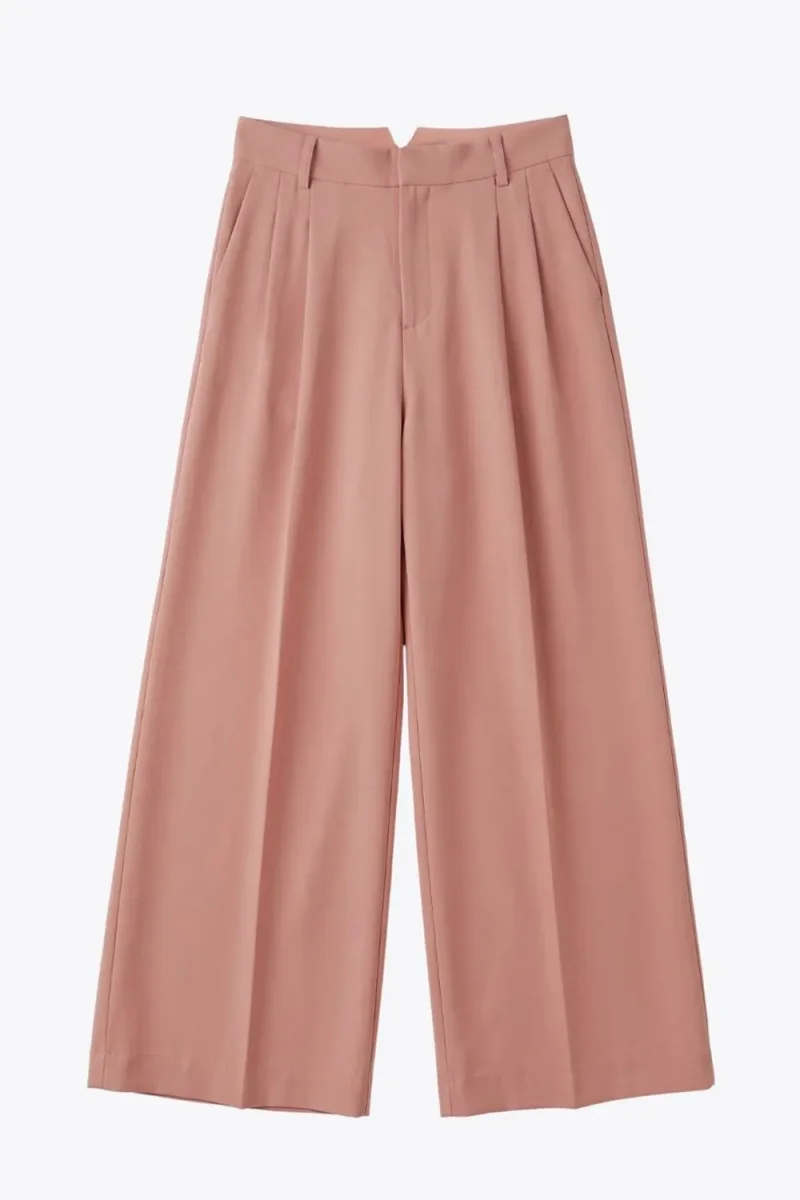 Pantalón wide leg con pinzas frontales tiro alto - Imagen 7
