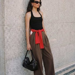 Pantalón wide leg pinzas