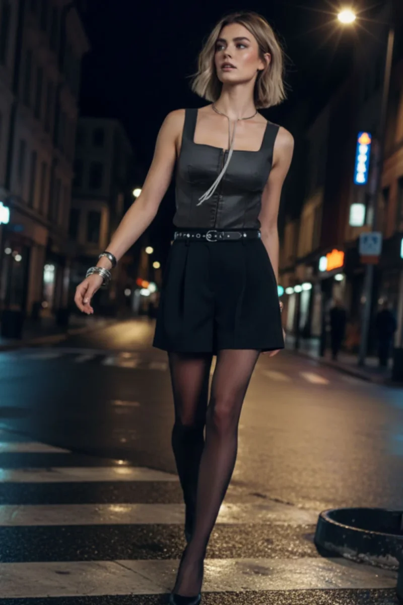 Short de tiro alto corte a con pinzas - Imagen 3