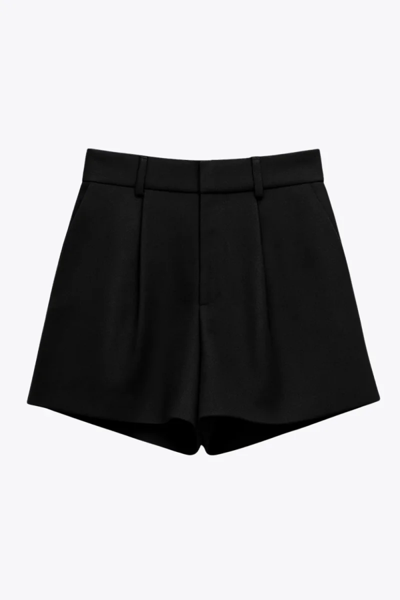 Short de tiro alto corte a con pinzas - Imagen 6