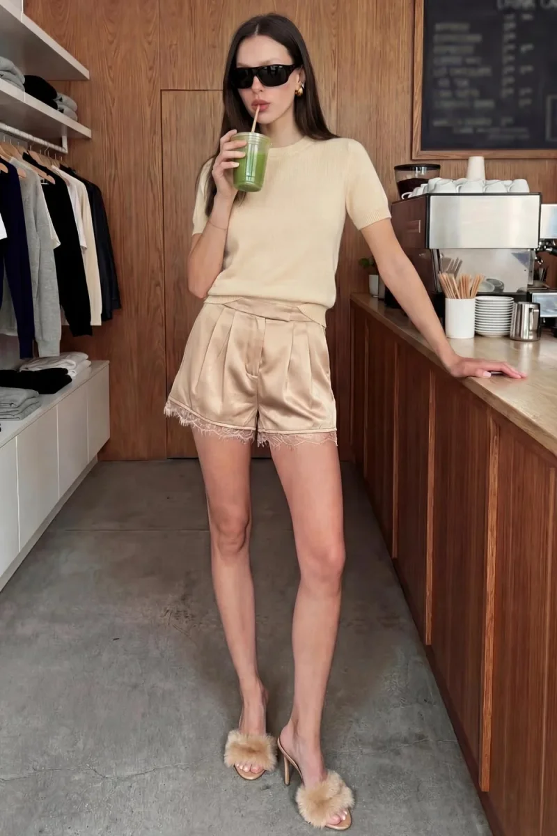 Short satin encaje - Imagen 5