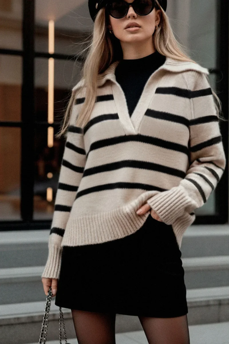 Sweater rayas cuello polo - Imagen 4