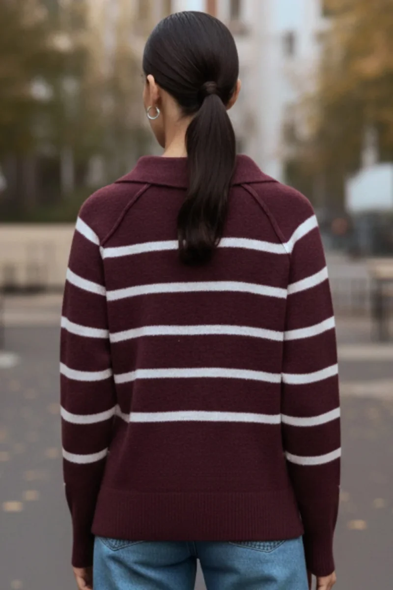 Sweater rayas cuello polo - Imagen 4