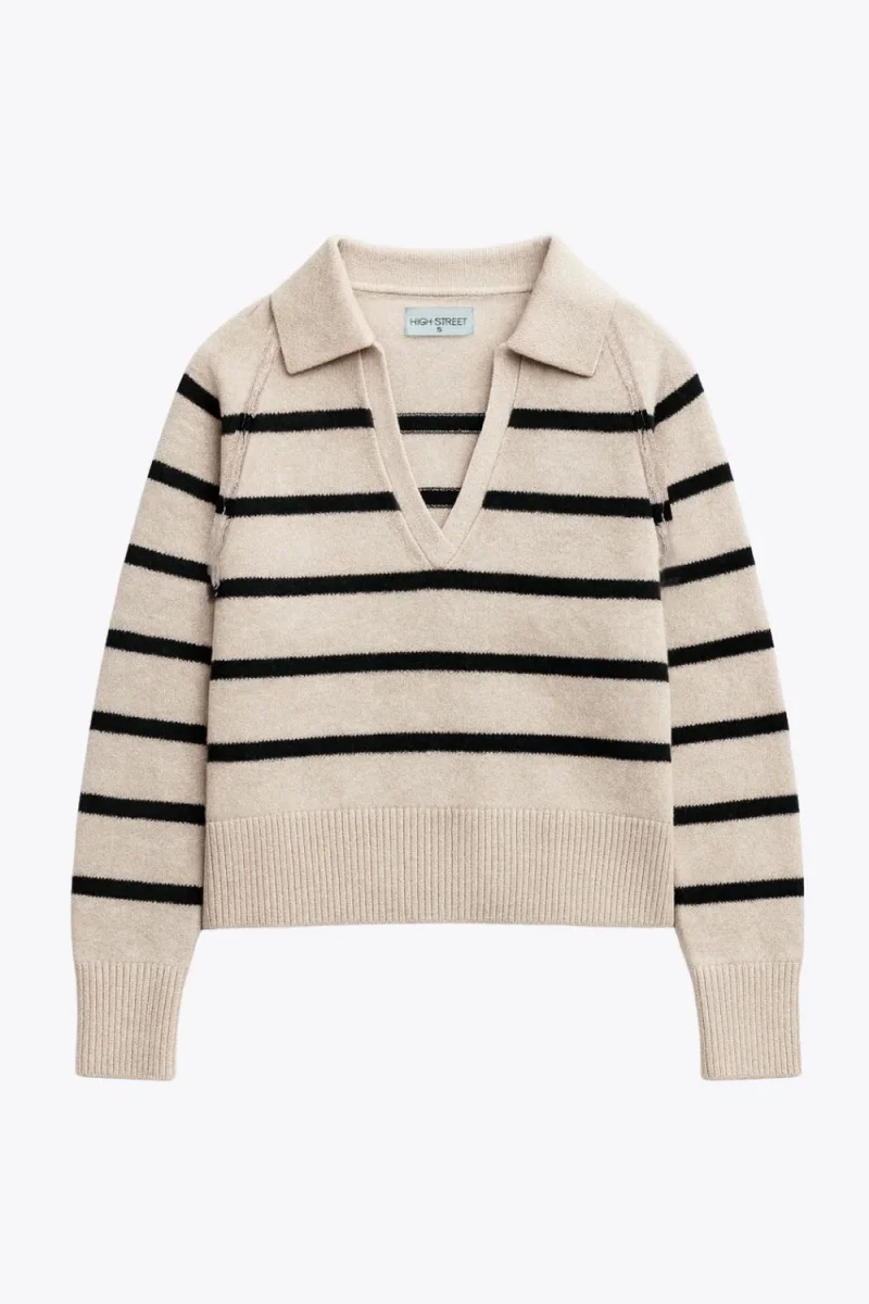 Sweater rayas cuello polo - Imagen 5