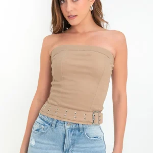 Top corset ajustado cinturón con hebilla
