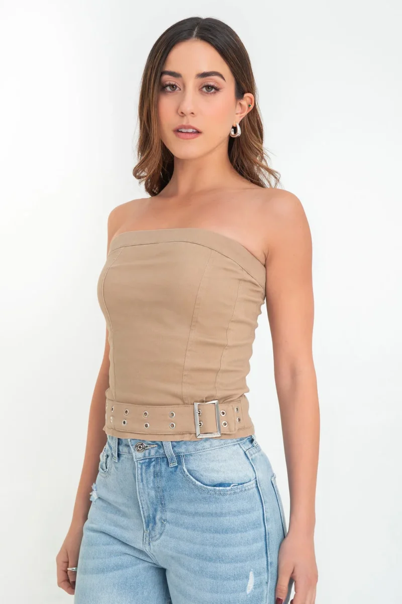 Top corset ajustado cinturón con hebilla - Imagen 5