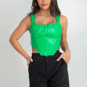 Top corset efecto piel tirantes con cut out