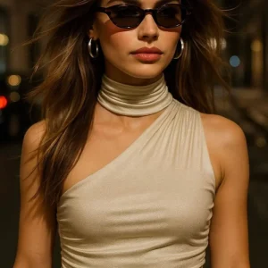 Top Fiori metálico con choker