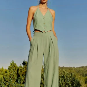 Top halter corto botones
