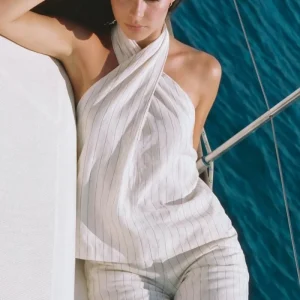 Top halter cruzado rayas