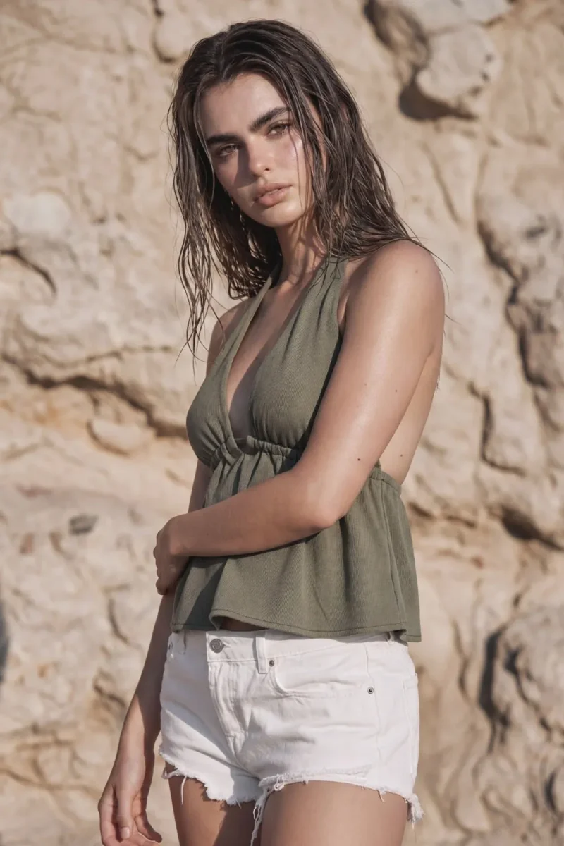 Top halter escote textura - Imagen 4