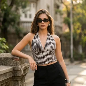 Top halter Grace de rayas