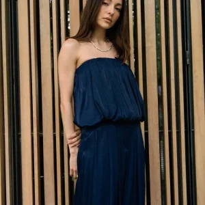 Top strapless globo de escote recto