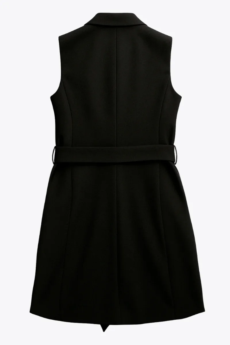 Vestido chaleco corto de fit recto con solapa - Imagen 6