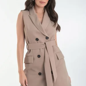 Vestido chaleco corto de fit recto con solapa
