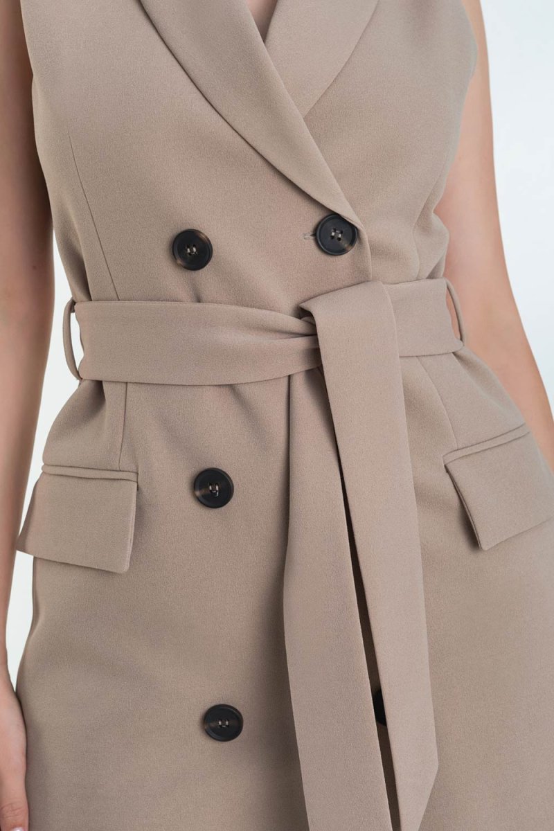 Vestido chaleco corto de fit recto con solapa - Imagen 5