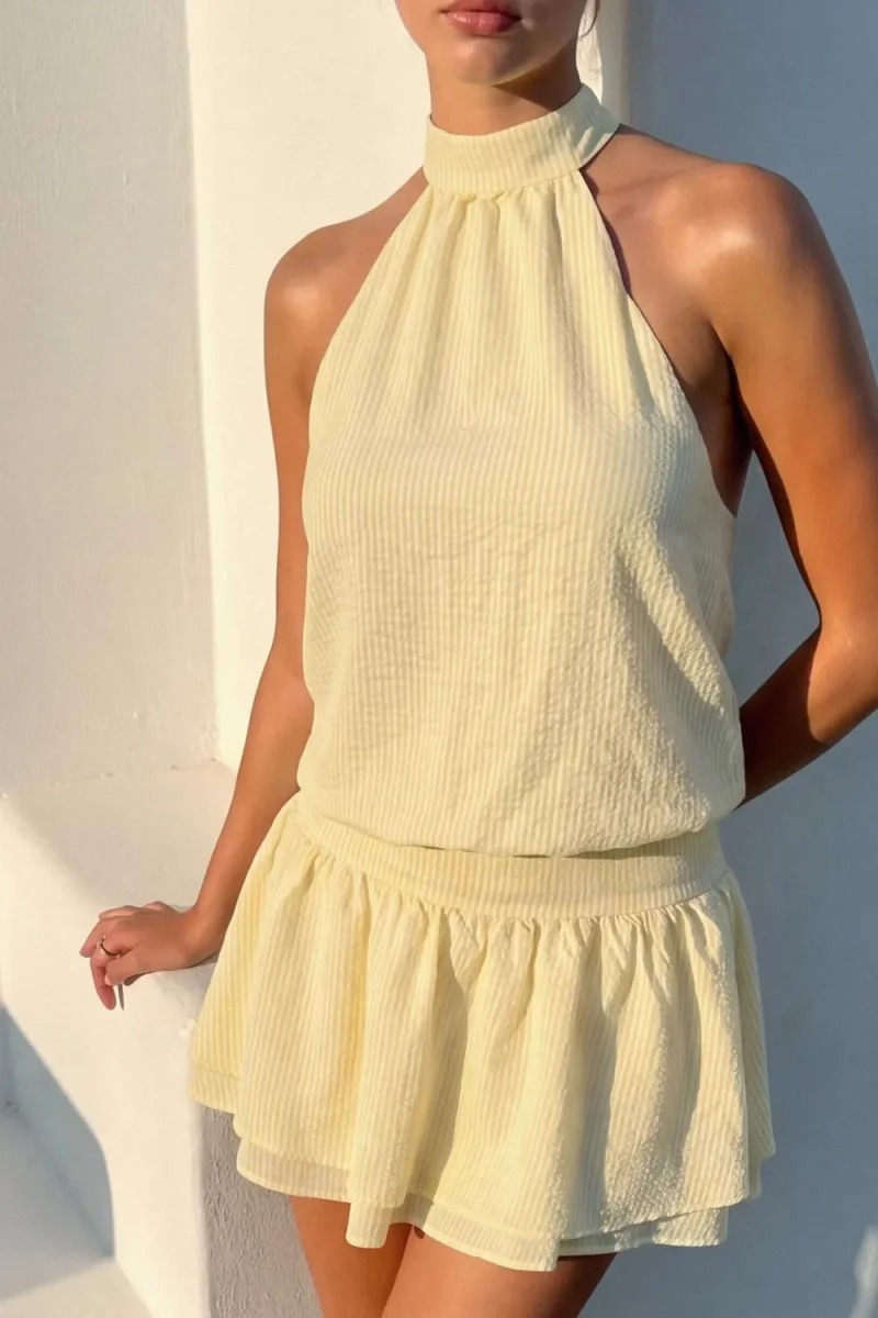 Vestido corto halter rayas - Imagen 6
