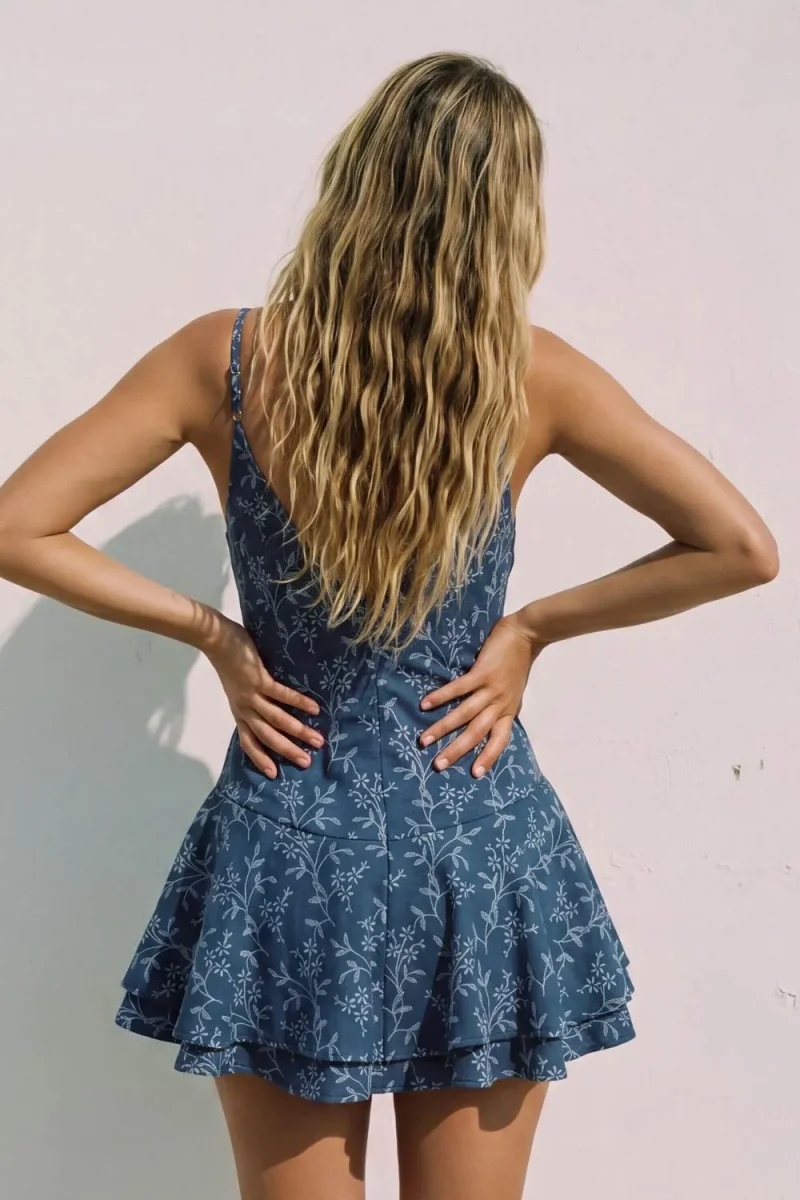 Vestido corto tirantes bordado - Imagen 4