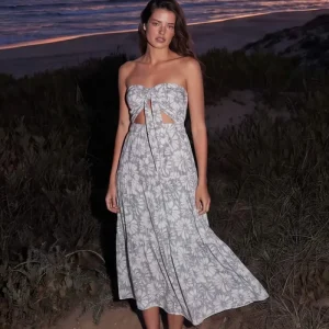 Vestido fluido nudo estampado