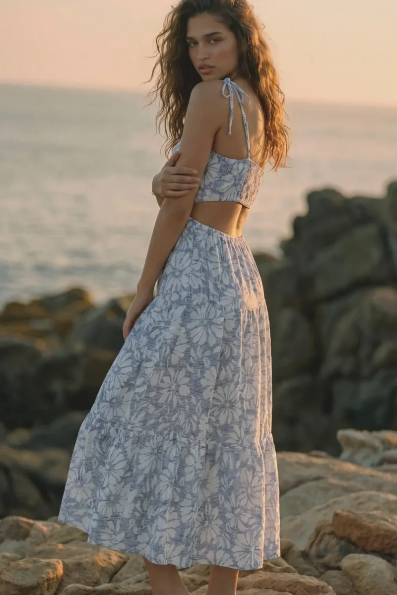 Vestido maxi flores