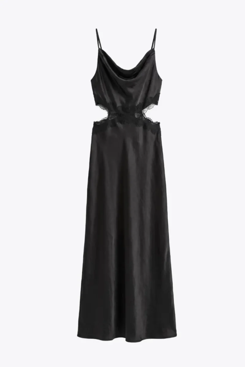 Vestido maxi satín encaje - Imagen 6