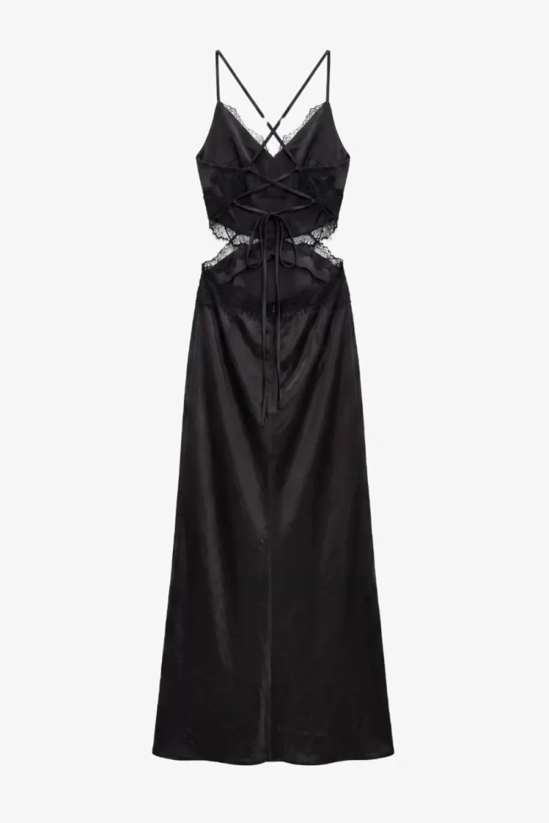 Vestido maxi satín encaje - Imagen 7