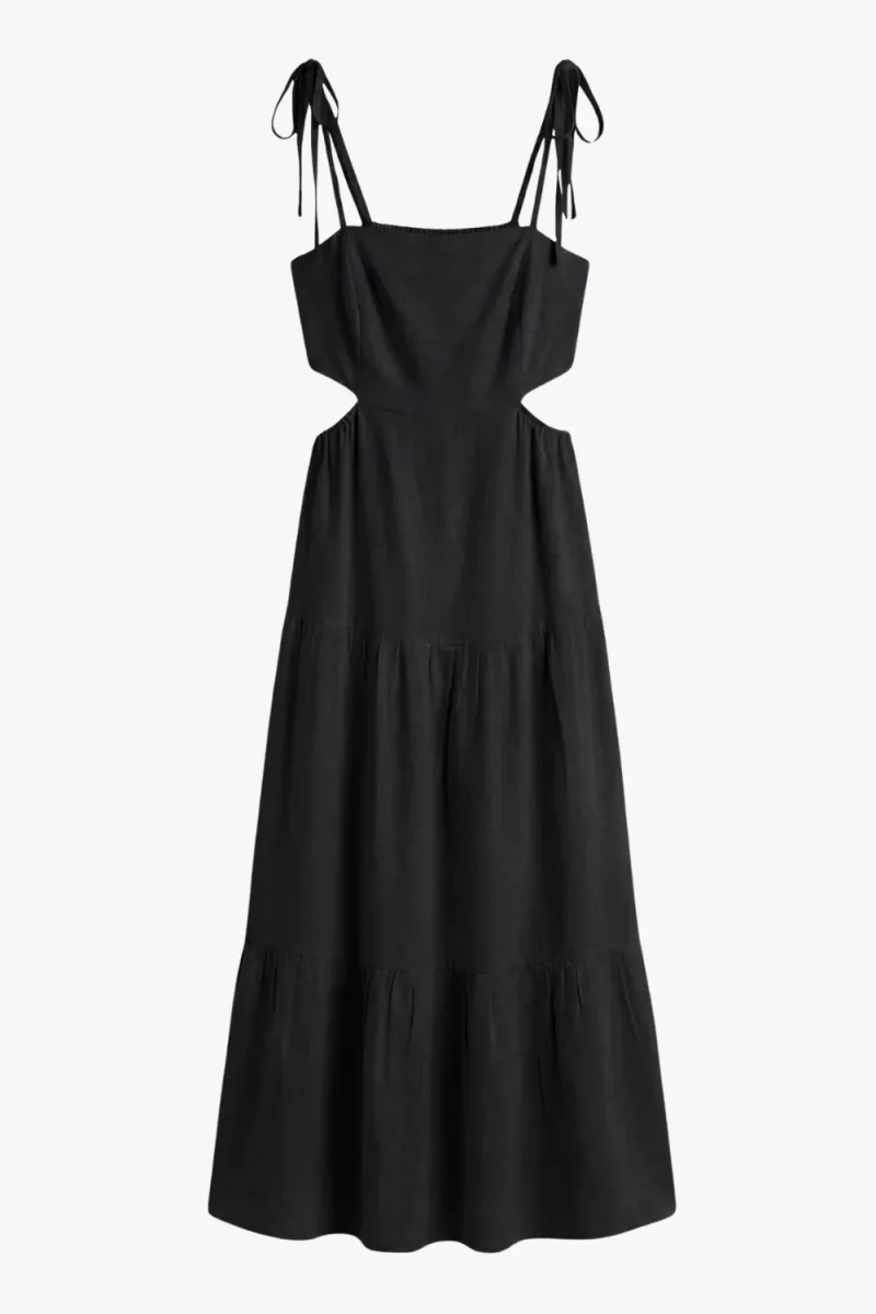 Vestido midi de lino tirantes con nudo - Imagen 7