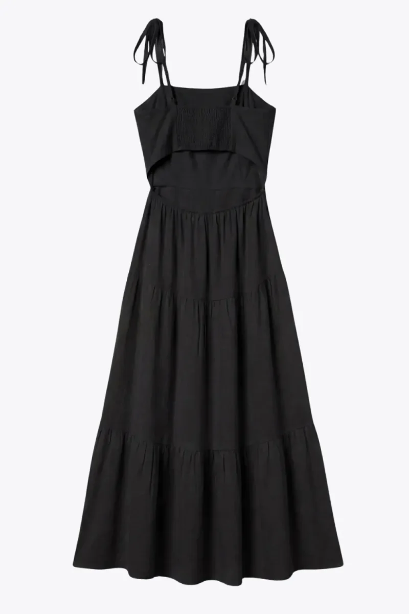 Vestido midi de lino tirantes con nudo - Imagen 8