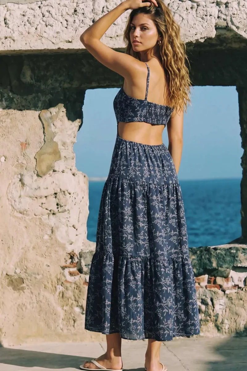 Vestido midi floral bordado - Imagen 6