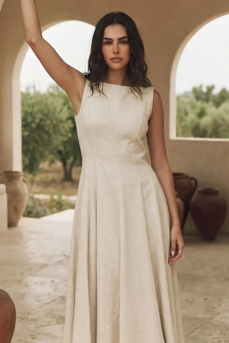 Vestido midi lino - Imagen 3