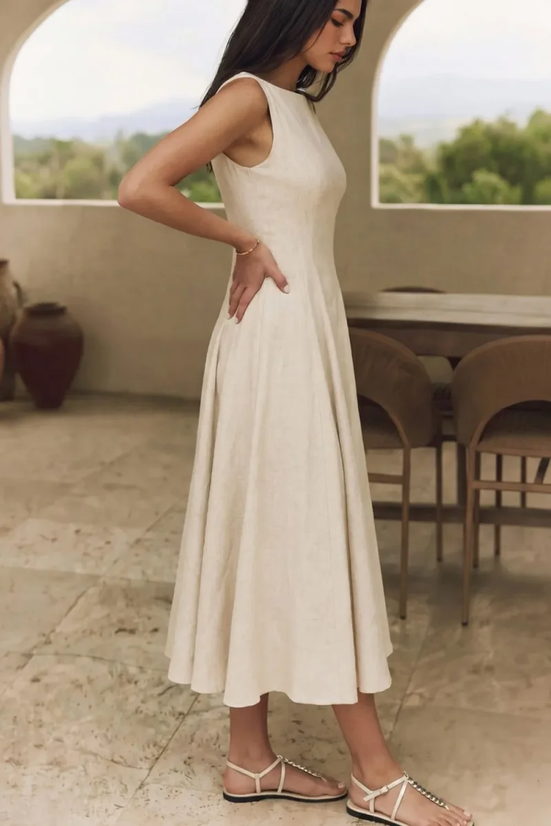 Vestido midi lino - Imagen 4