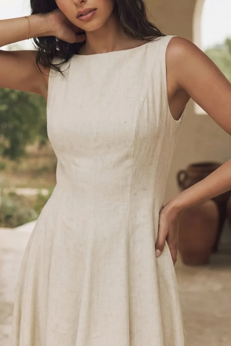 Vestido midi lino - Imagen 5