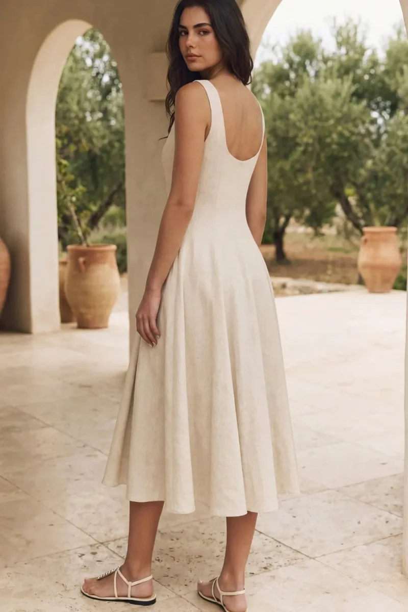 Vestido midi lino - Imagen 6