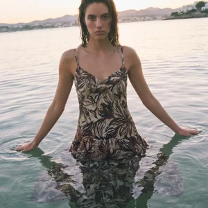 Vestido midi tirantes estampado