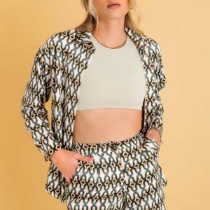 Camisa estampada de fit fluido manga larga