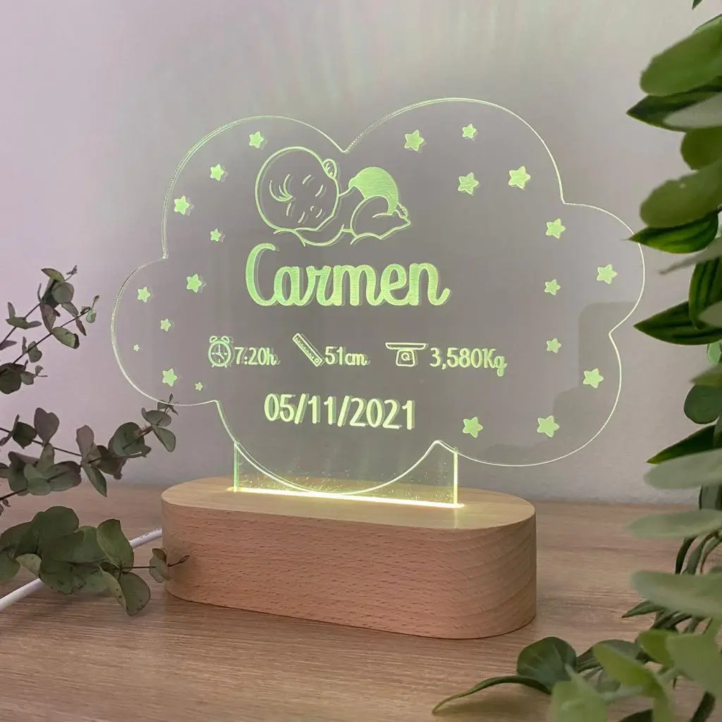 Lámpara personalizada metacrilato natalicia - Imagen 5