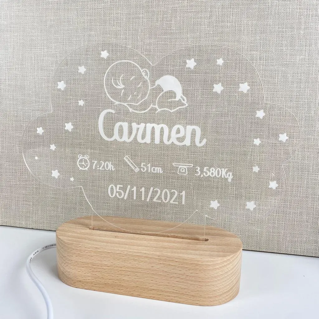 Lámpara personalizada metacrilato natalicia